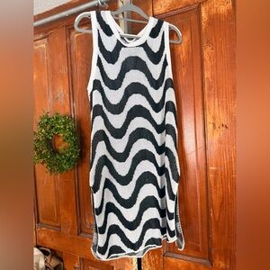 SHEIN Black & White Wavy Knit Tank Dress